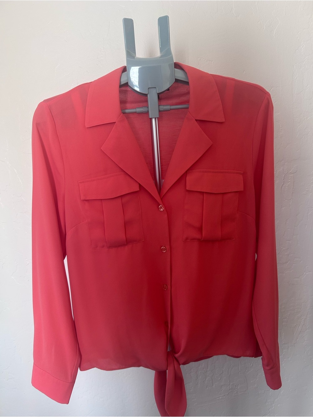 INC International Concepts Coral Tie-Front Button Shirt Jacket